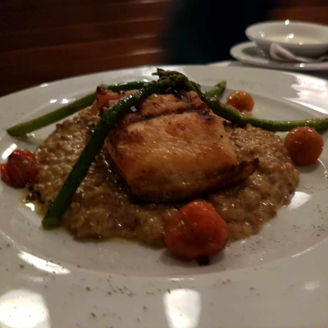 salmón con risotto