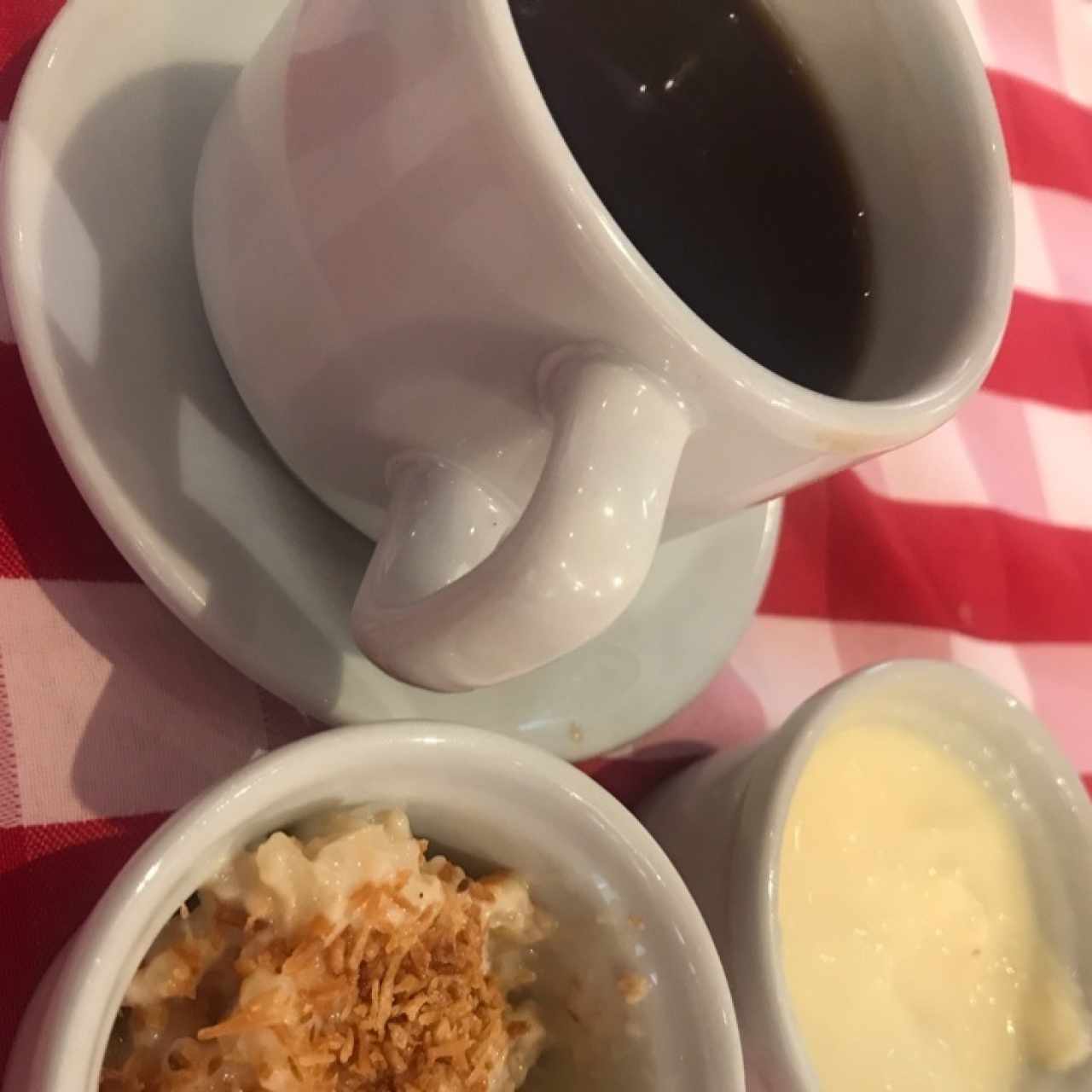 cafe campesino, dulce de nata y arroz con leche 