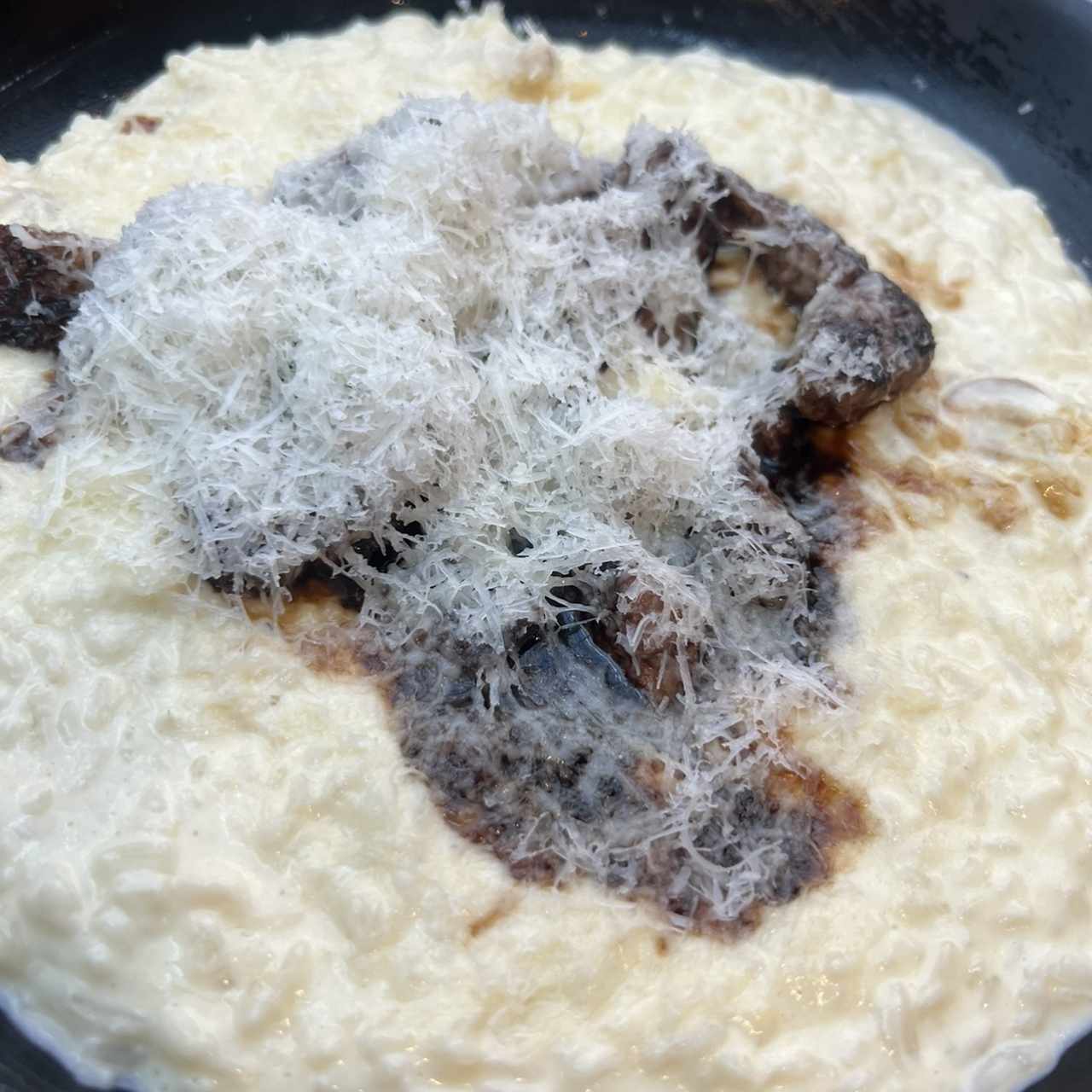 Arroz 4 quesos con solomito