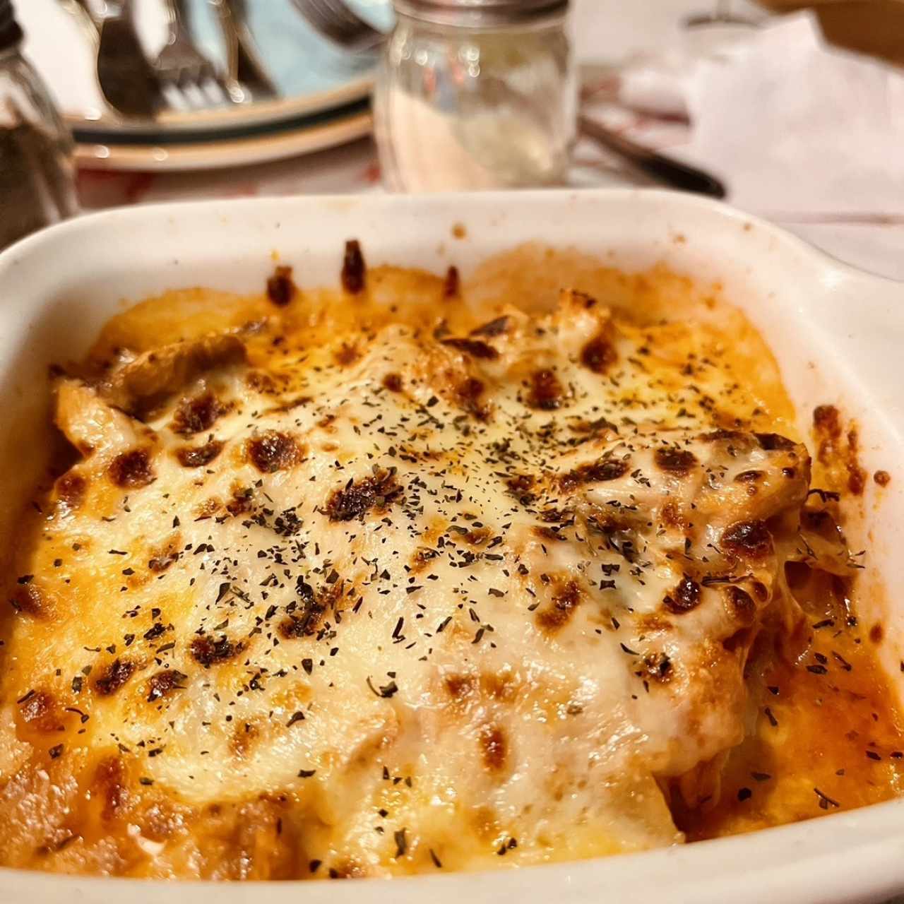 Lasaña pollo y champiñones