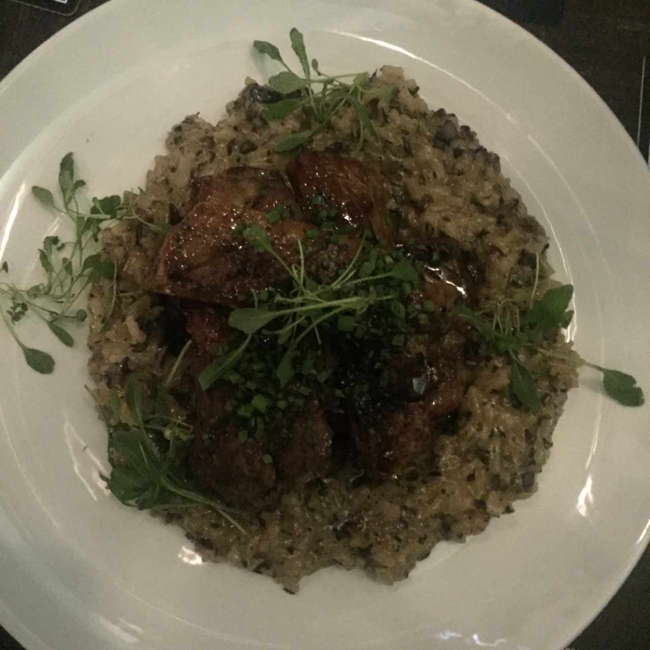 costillas con risoto de hongos !