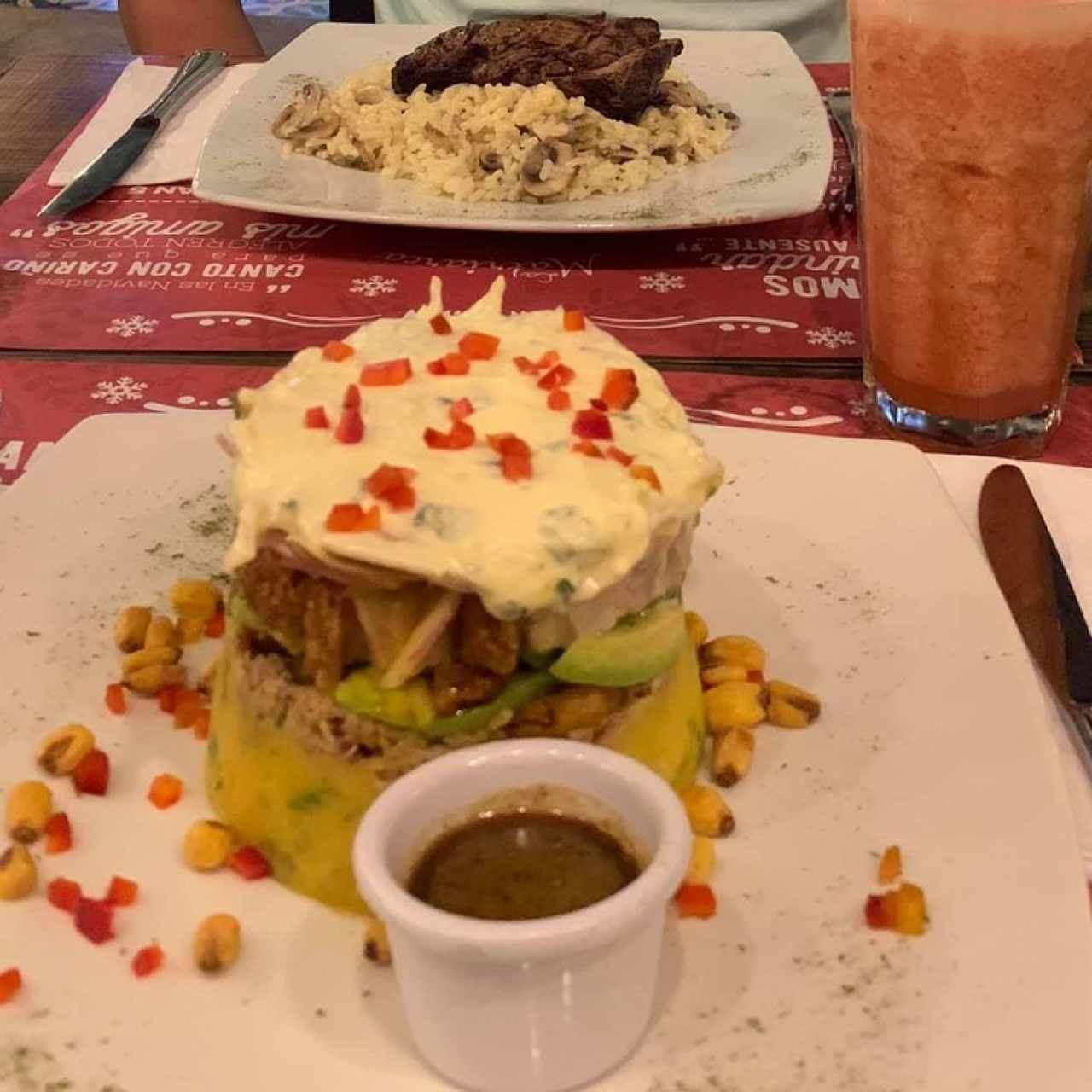 Rissoto con carne y Plato tipico