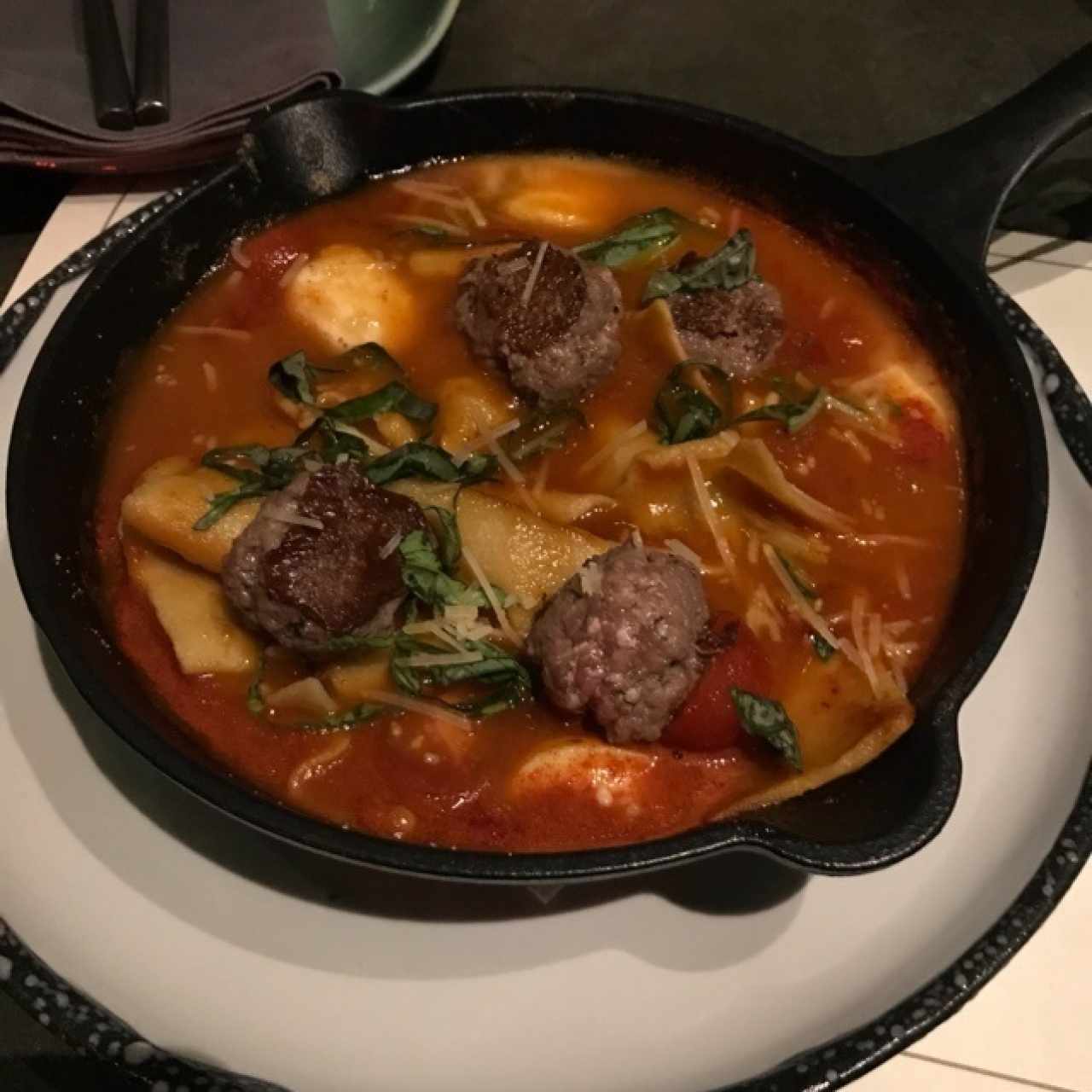 fetuchini con albondigas