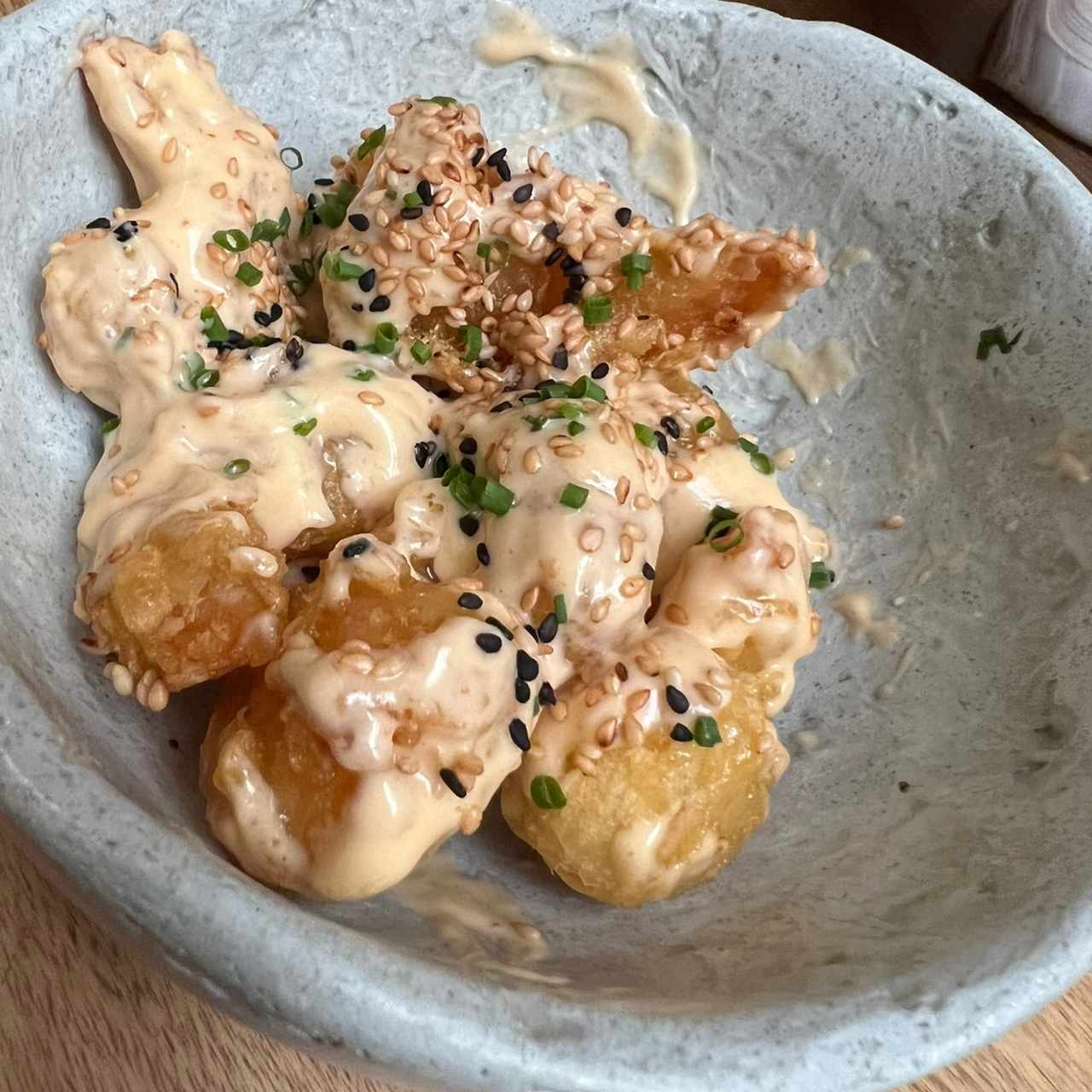 Langostinos tempura