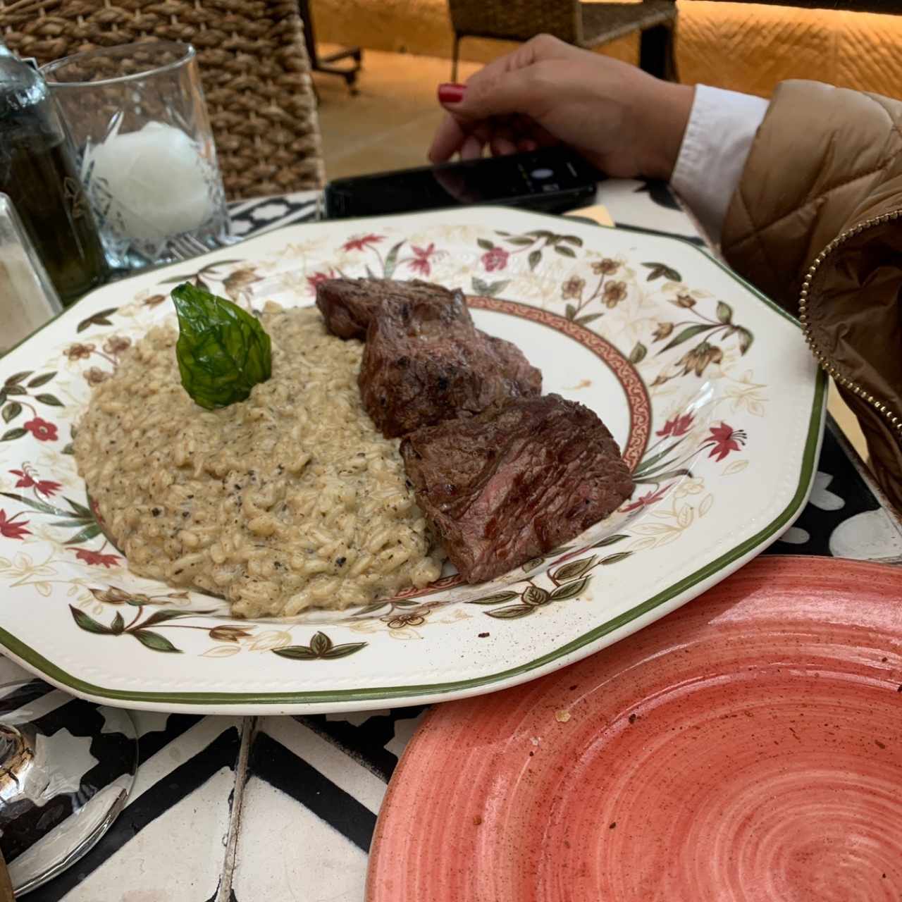 Risotto de hongos y solomito