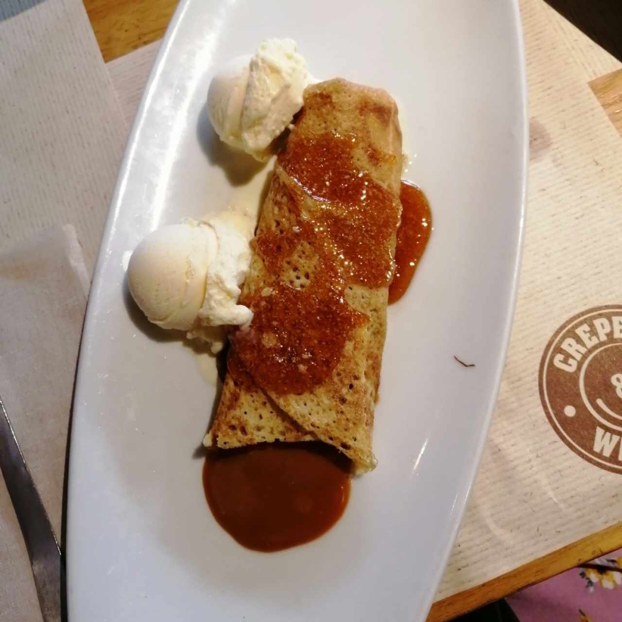 Crepe de arequipe flambé