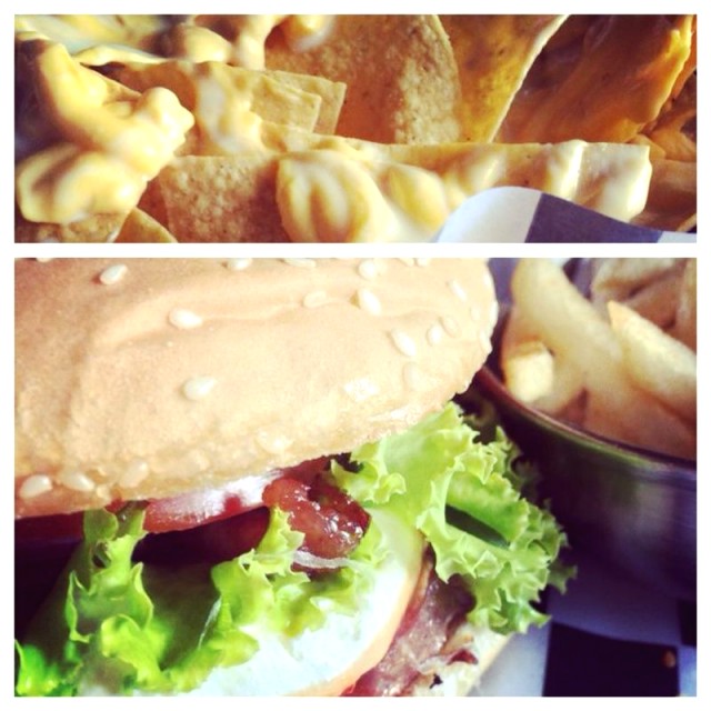 Nachos de Entrada y hamburguesa Confineta