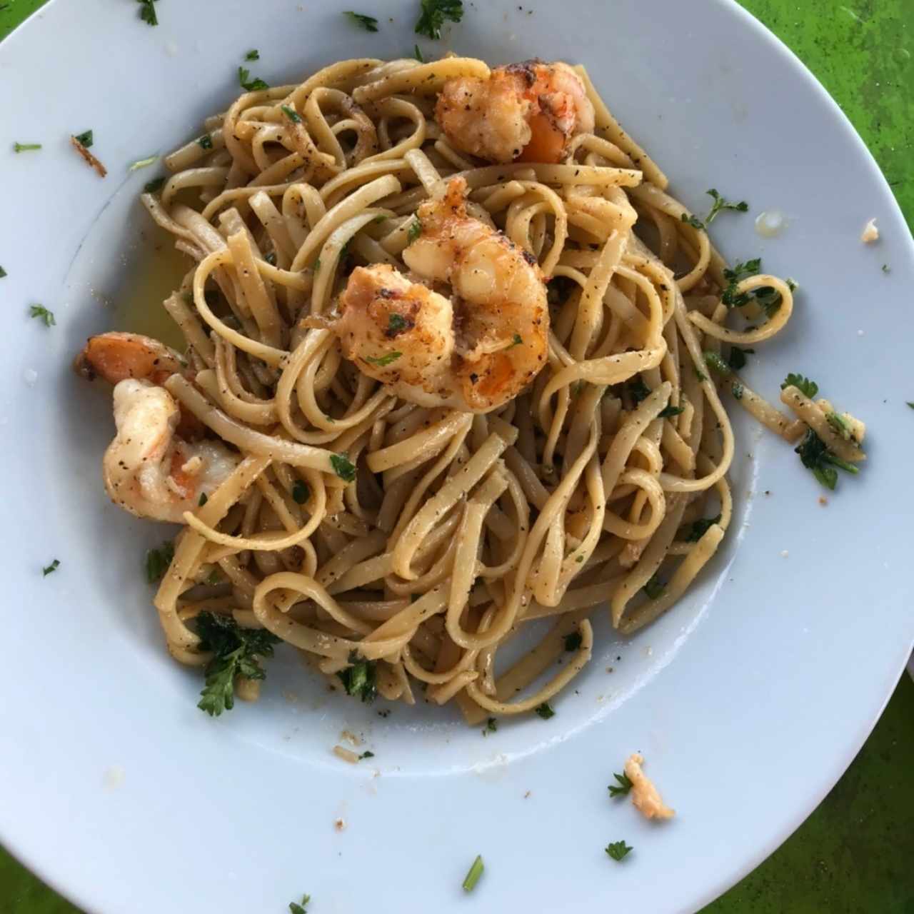 linguini con camarones 