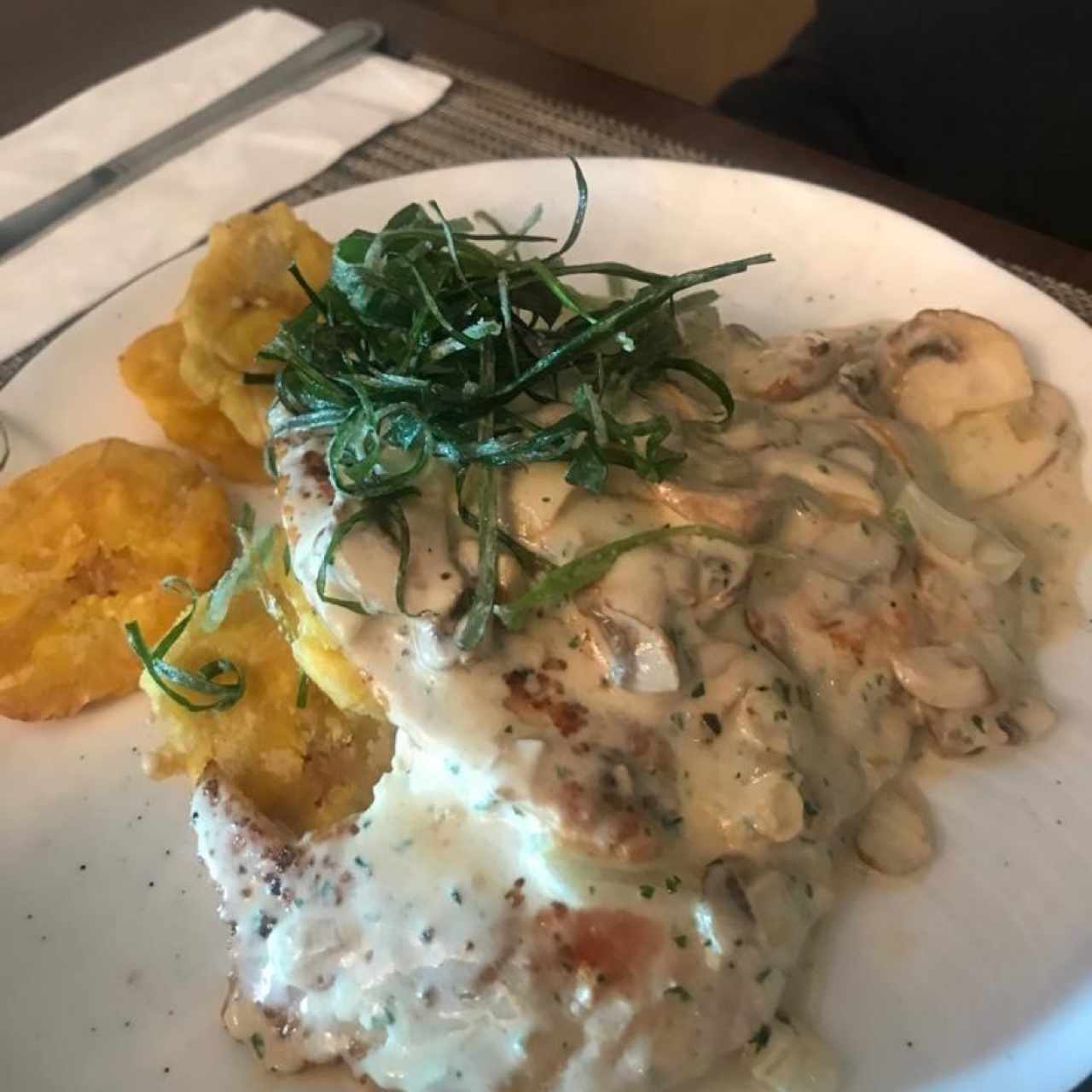 pollo en salsa de champiñones