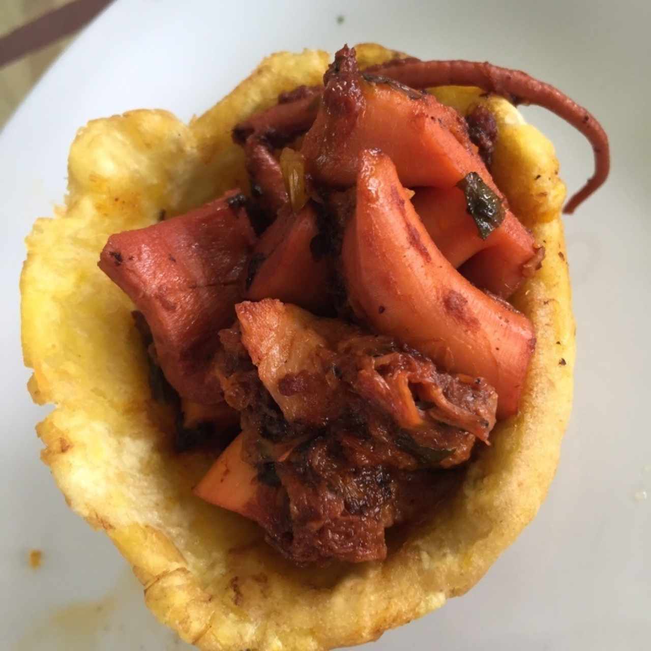 Patacones rellenos de Pulpo