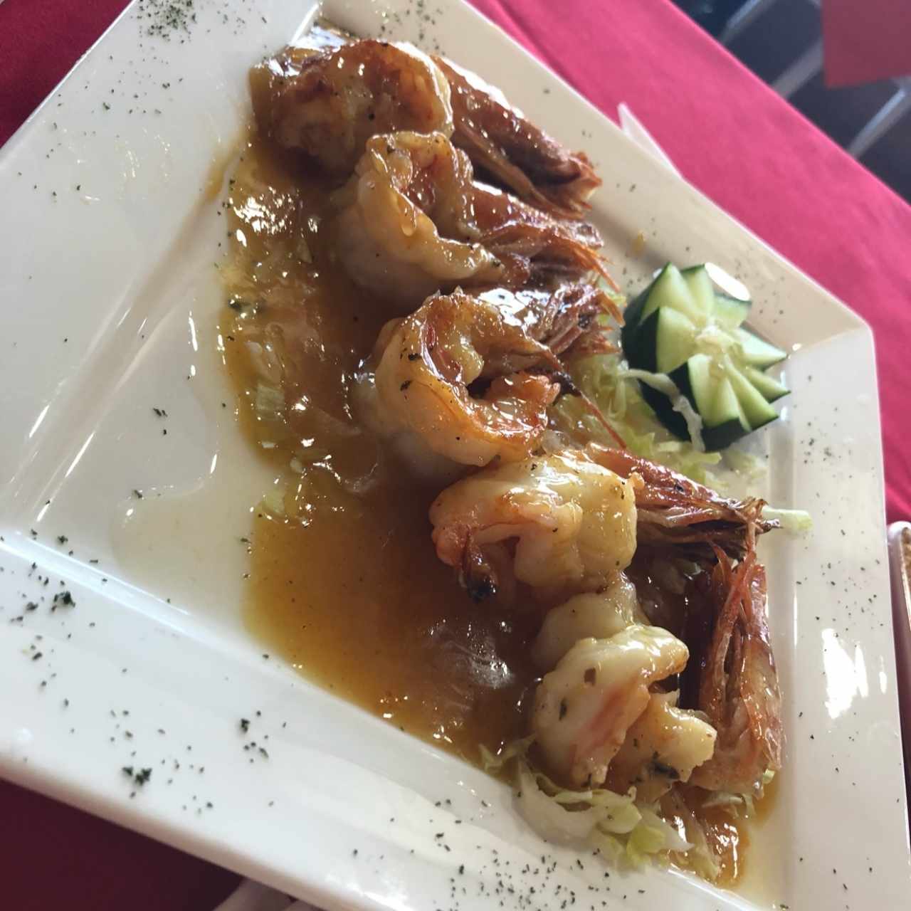 Langostinos con salsa de maracuya