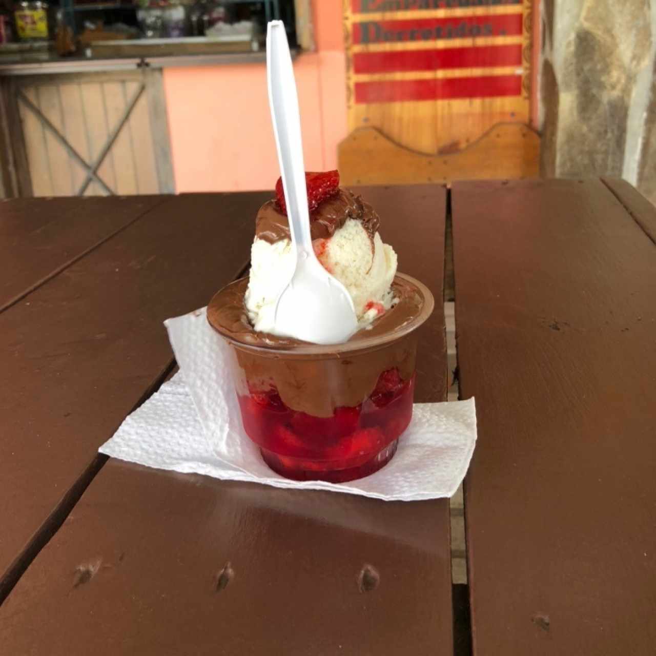 fresas con nutella y helado de coco