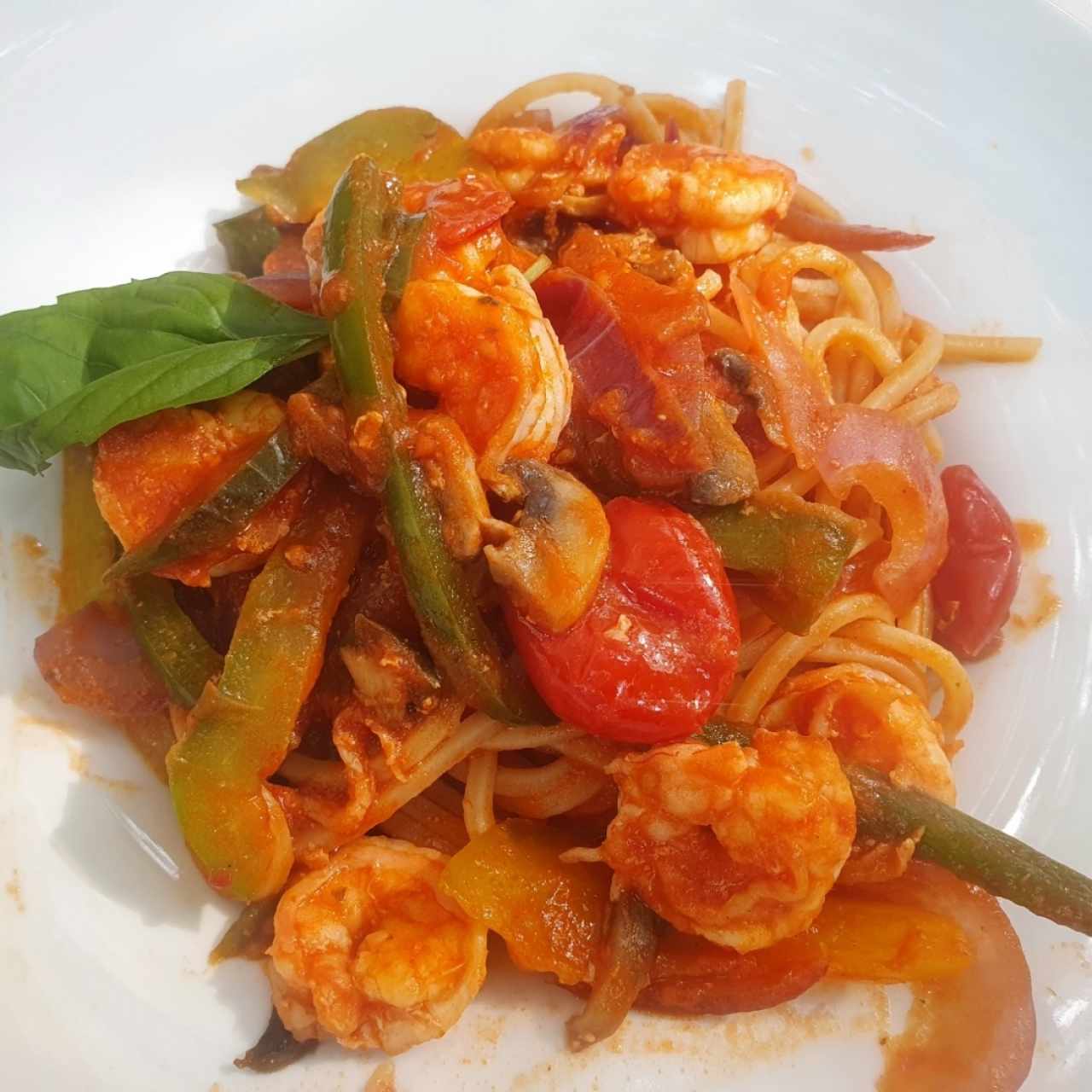 spaguetti con camarones
