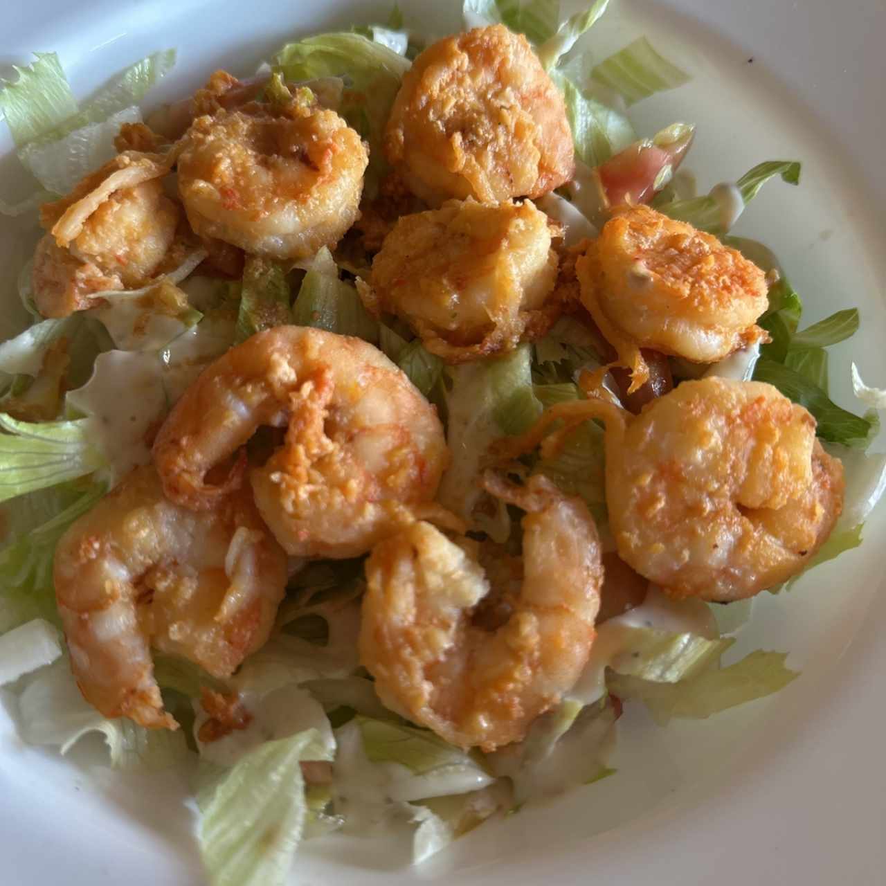 Ensalada verde de camarones 