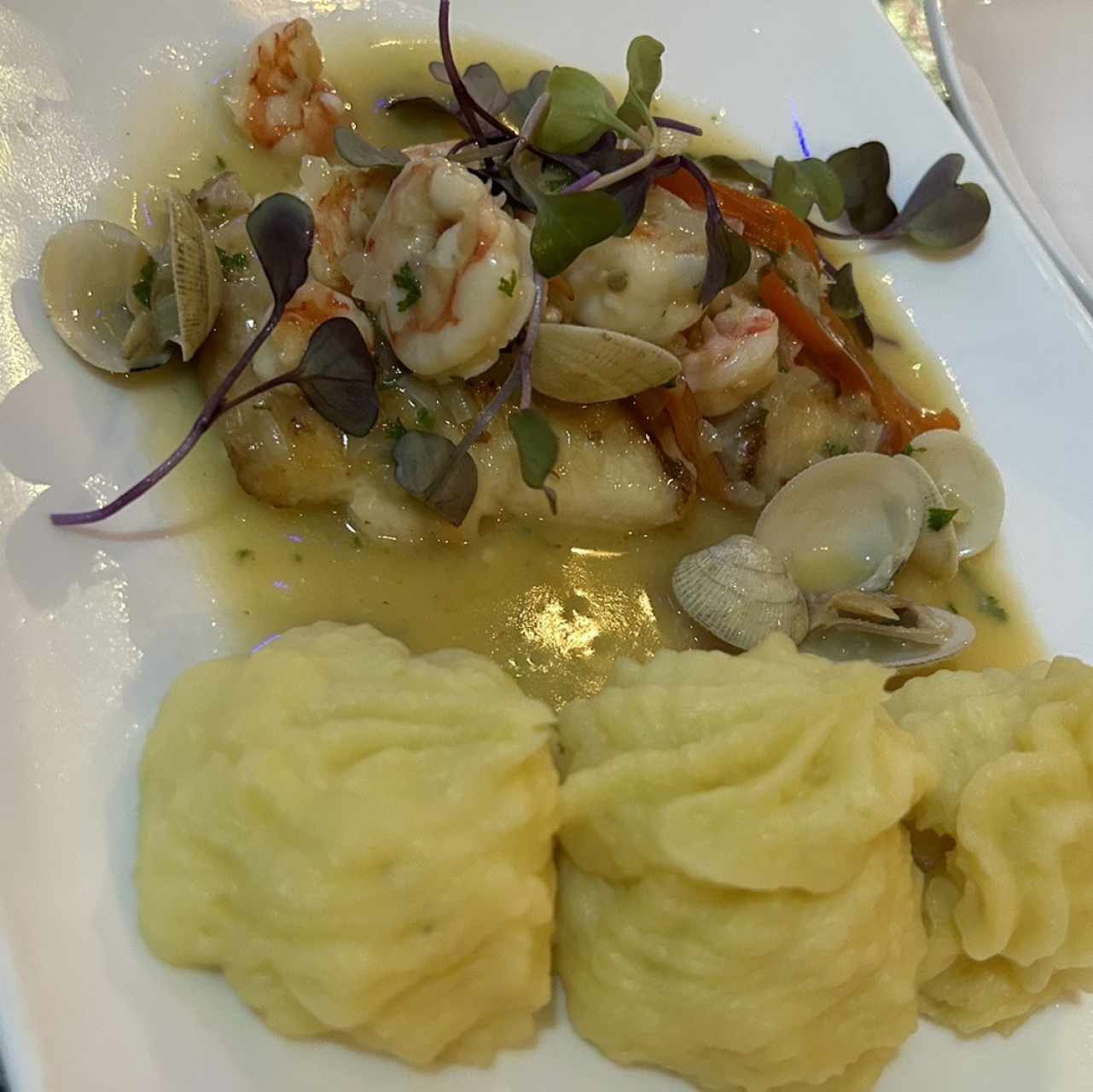 Corvina con Camaron y Mejillon