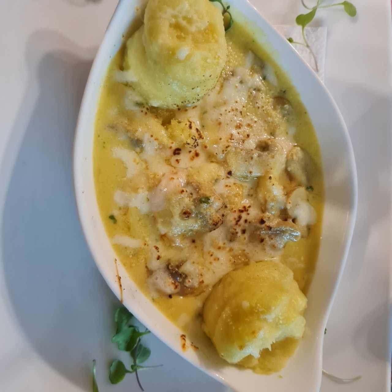 langostinos termidor con pure