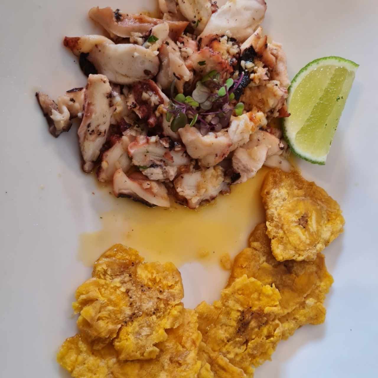 pulpo al ajillo con patacones