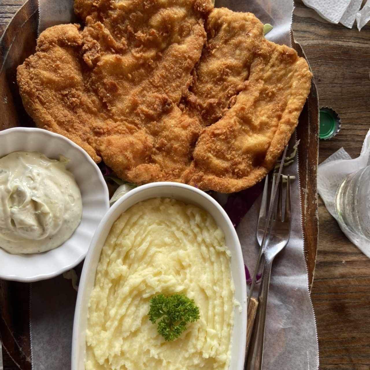 Schnitzels con puré de papas