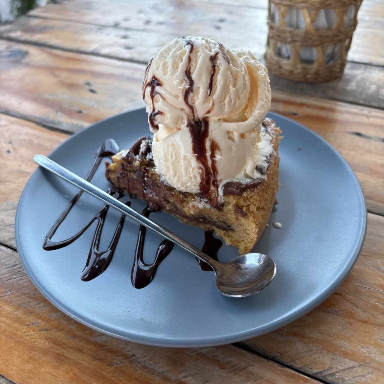 Pie de Nutella con helado