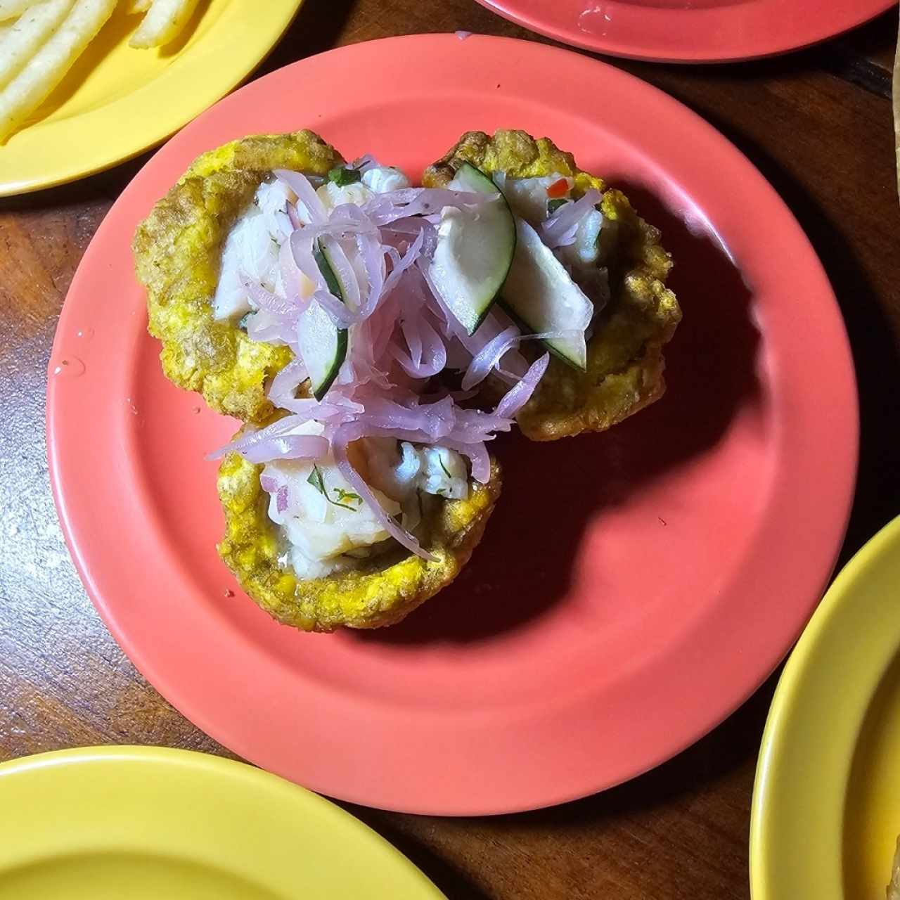patacones rellenos de ceviche