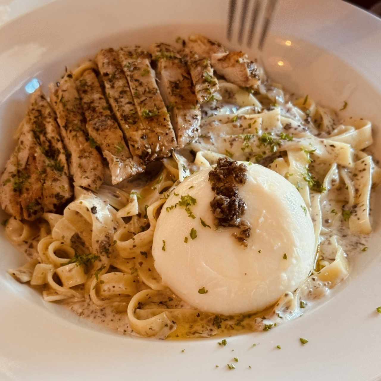 pasta al pesto cremoso e burrata