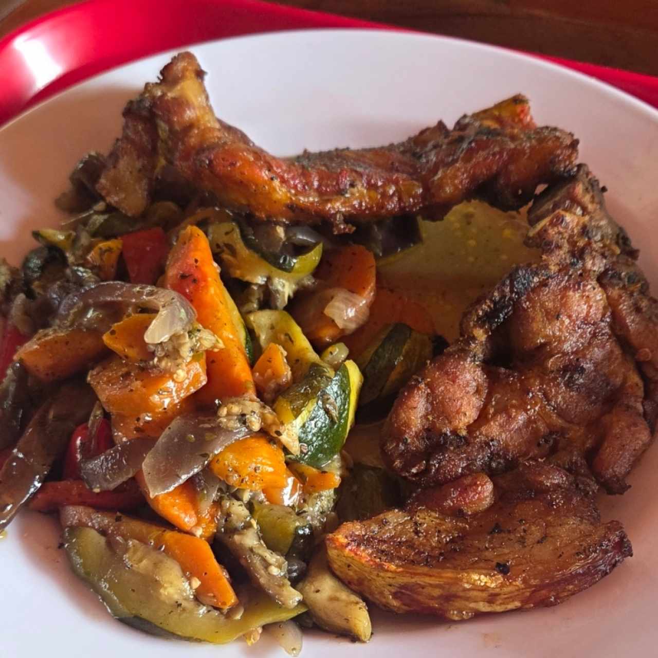chuletas asada con vegetales 