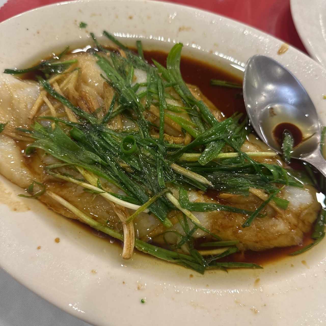 Corvina al vapor con jengibre 