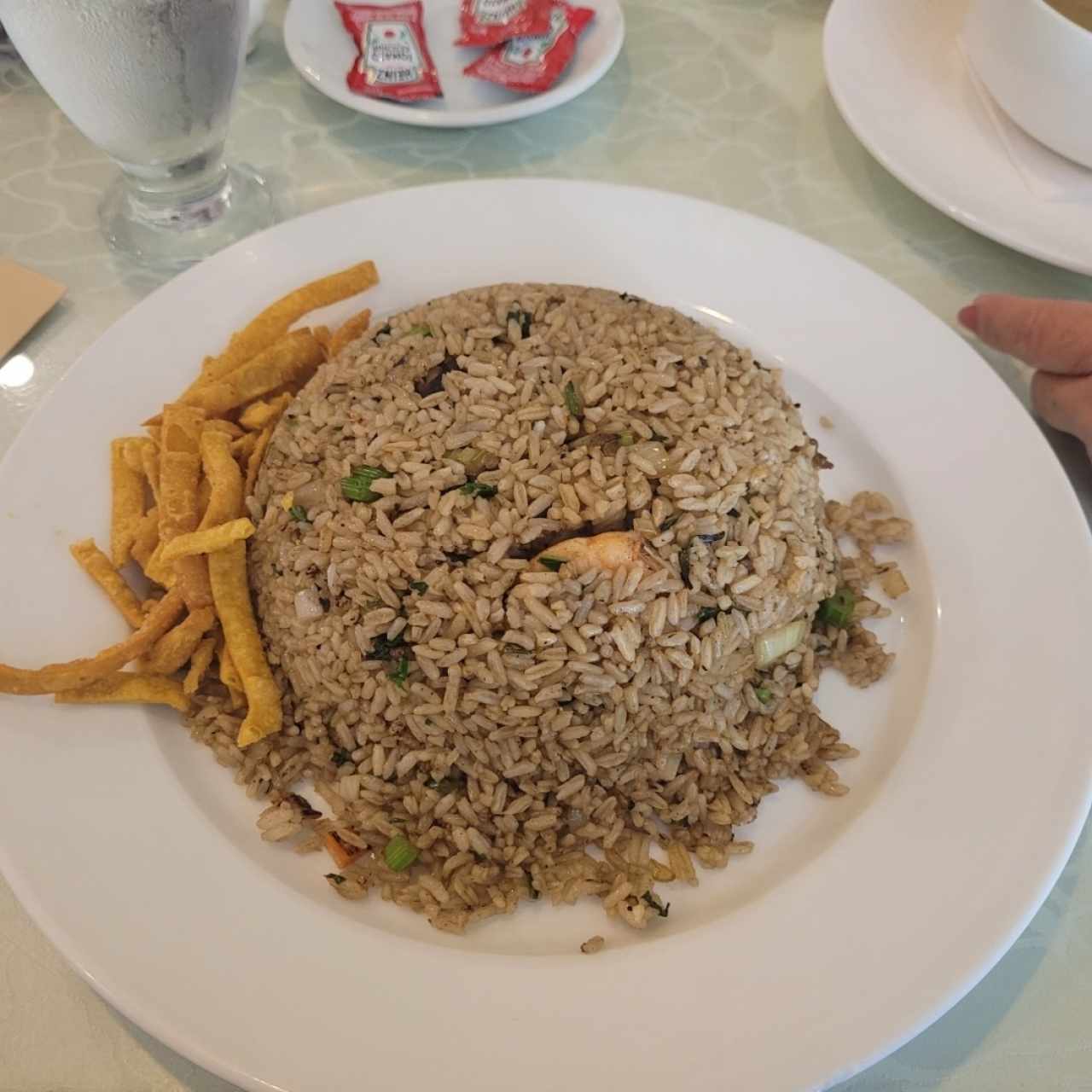 Arroz imperial con camarones.