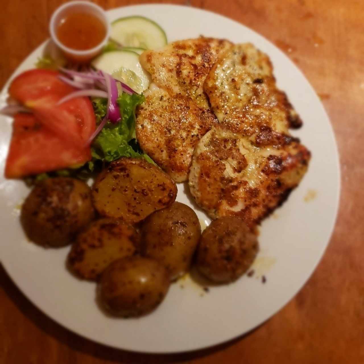 Pechuga de pollo con papas salteadas 👌