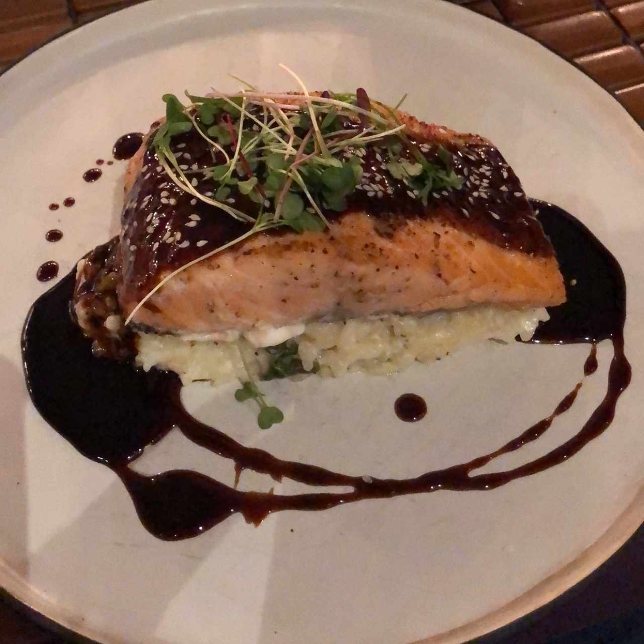 Salmón y risotto