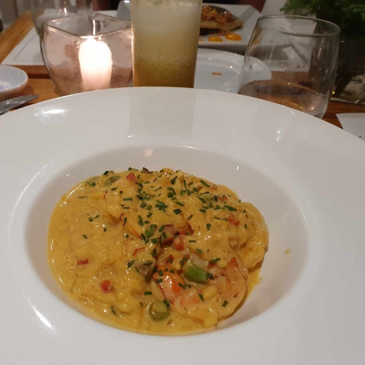 Risoto con langostinos y espárragos 