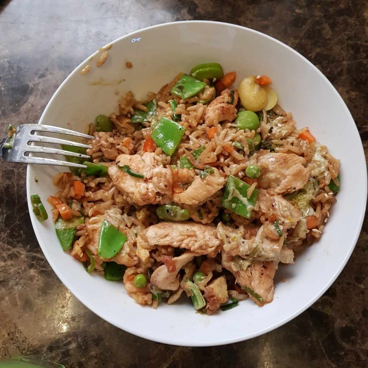 arroz con soja+pollo+curry