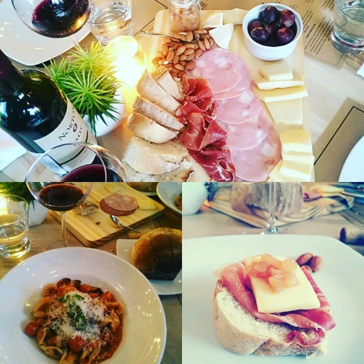 Tabla de Quesos Vino Norton D.O.C. Malbec Pasta Pomodoro 