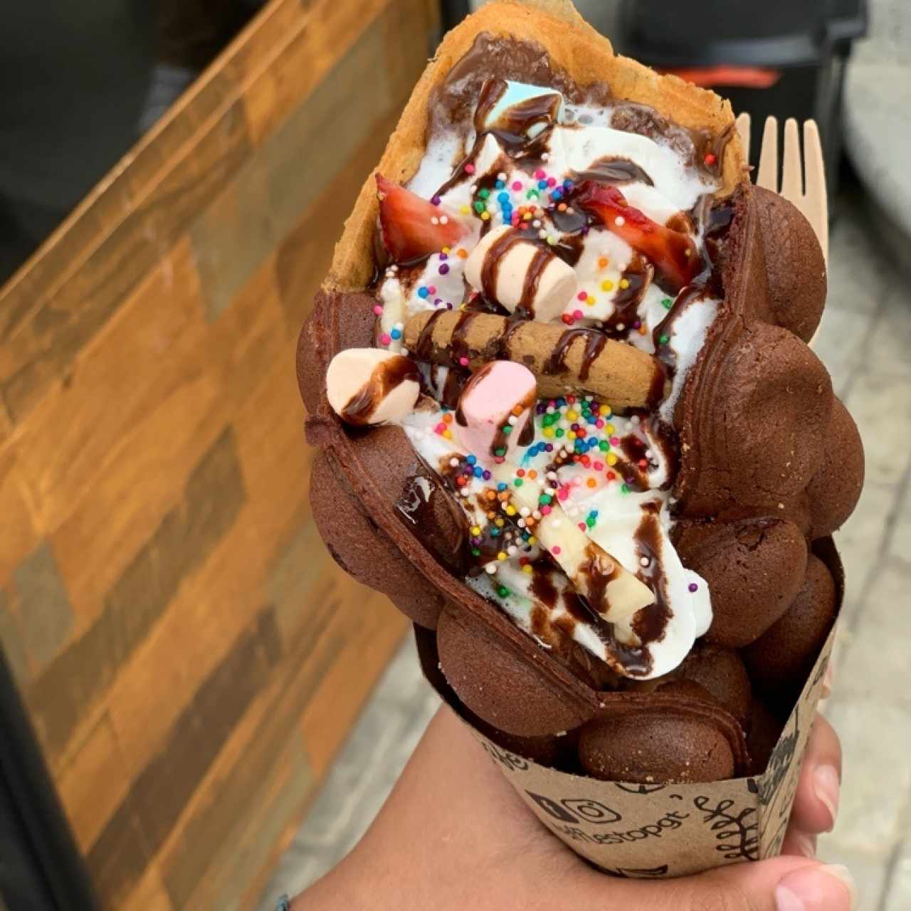 waffle de chocolate y vainilla