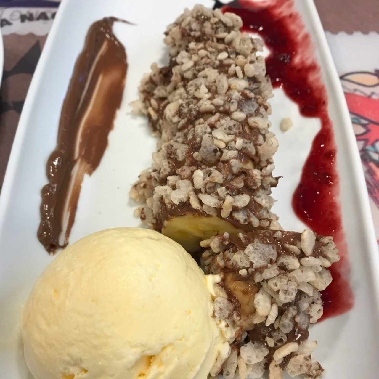 BANANO TEMPURA CON HELADO