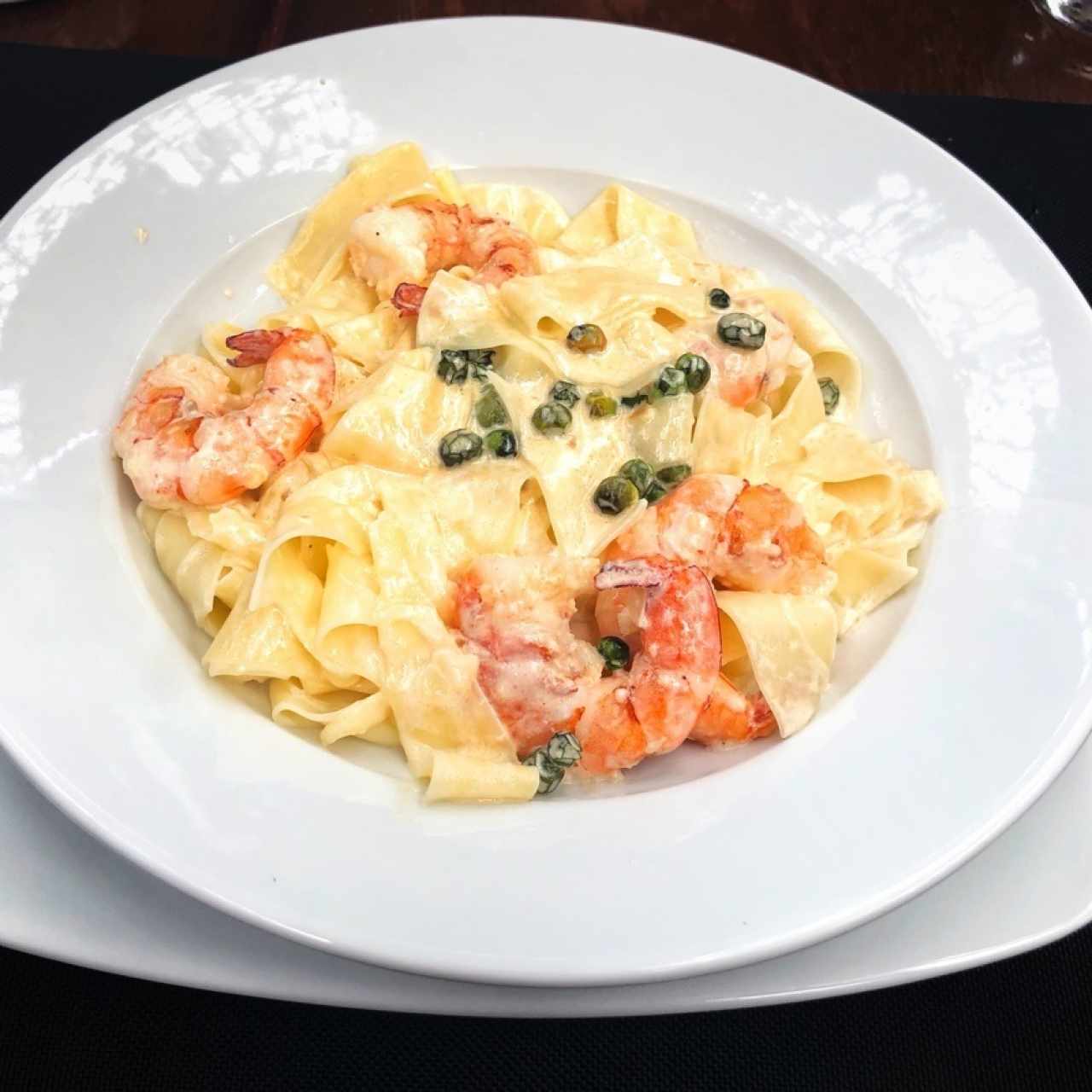 Pasta con camarones al chiltepe! 