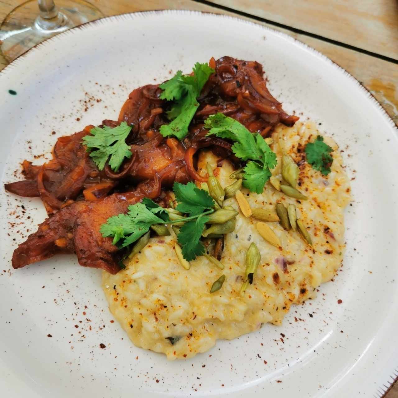Rissoto con costilla de cerdo. 