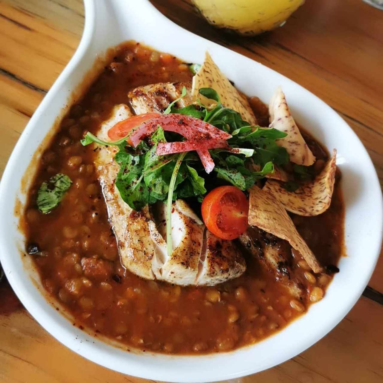 pollo en lentejas 