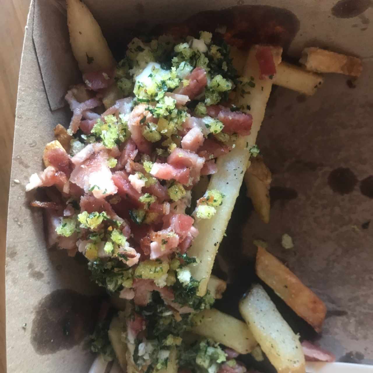 Papas con Chimichurri y Tocino