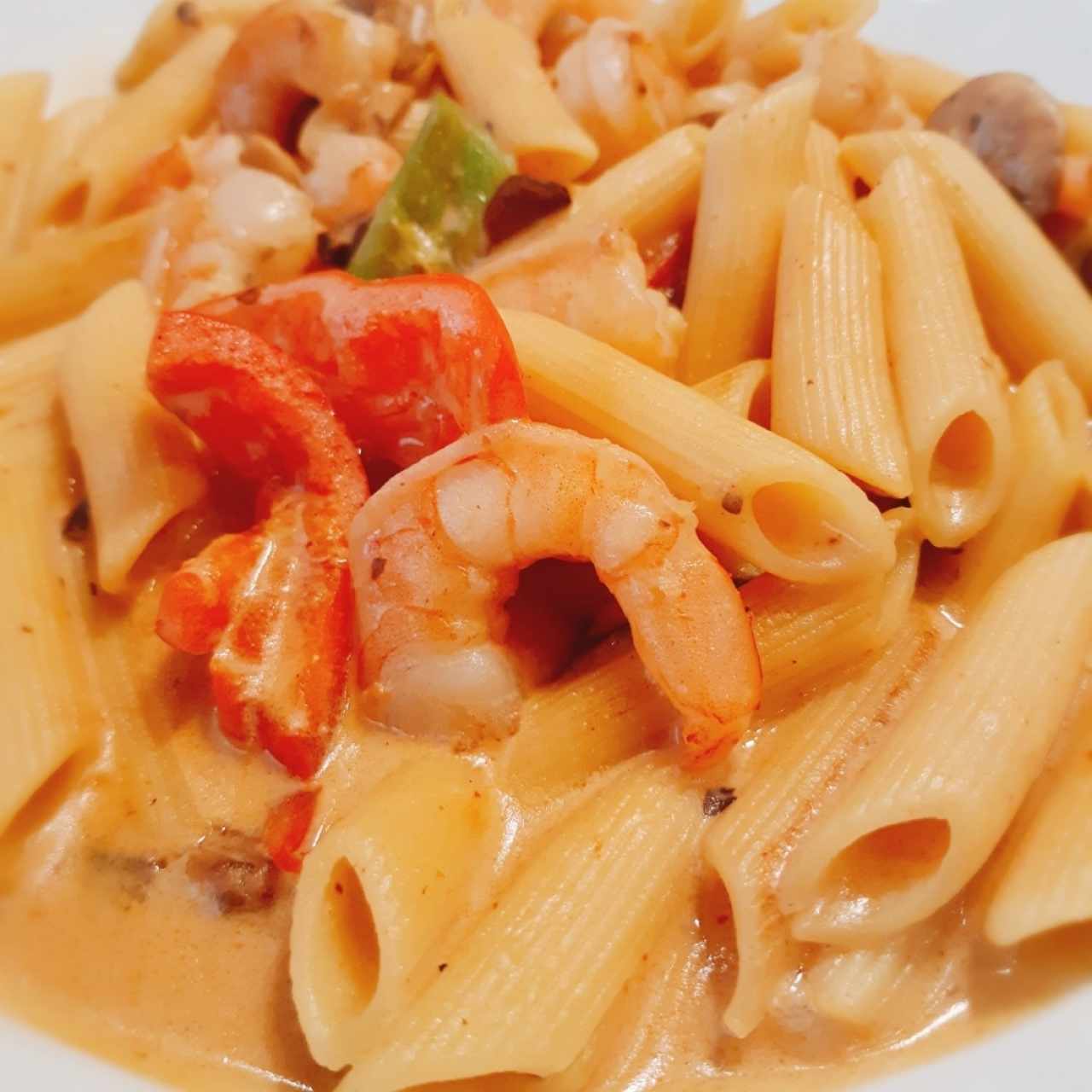 pasta con camarones 
