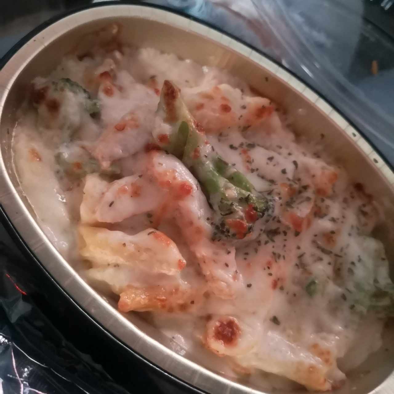 brócoli y pollo en salsa blanca 