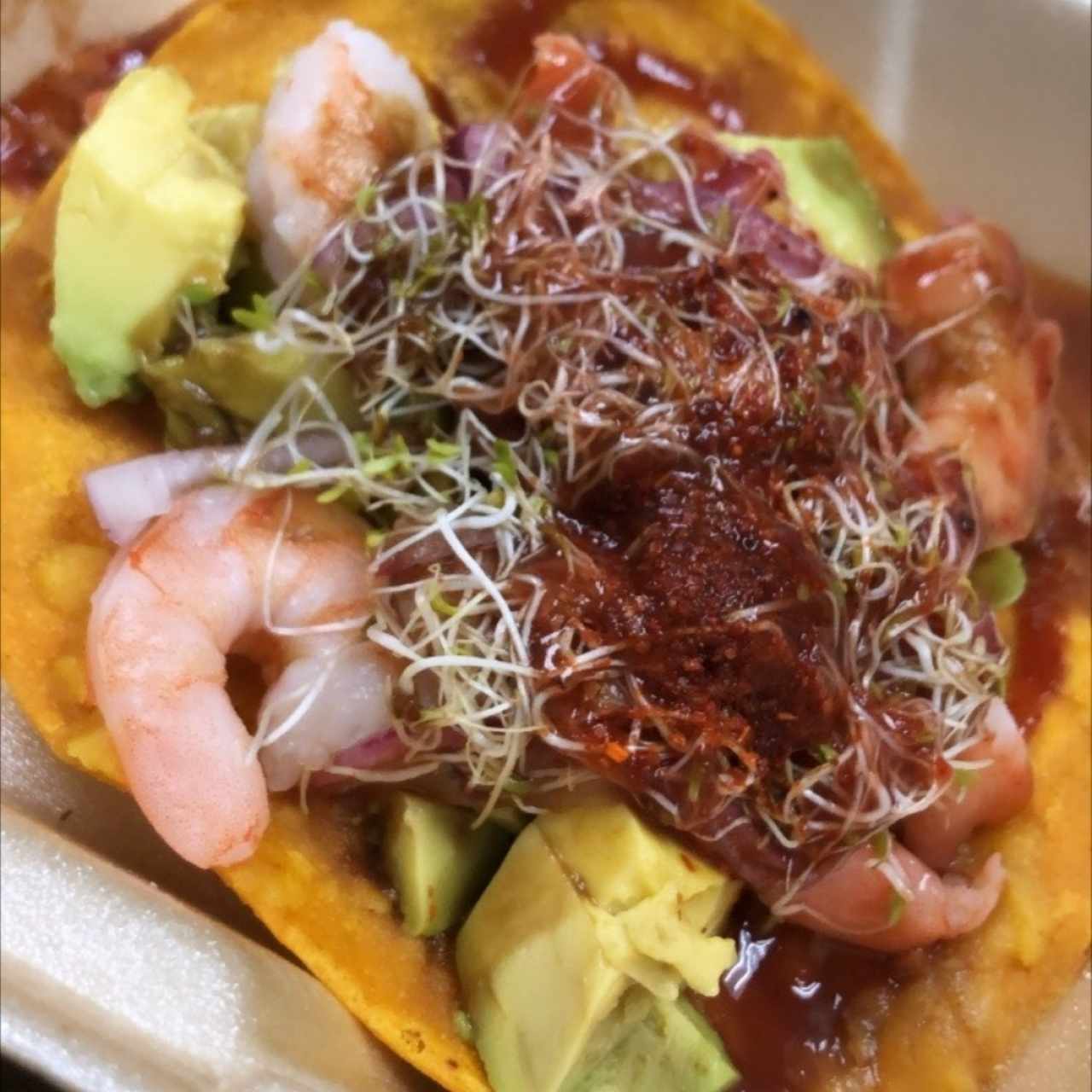 Tostada de camarón 