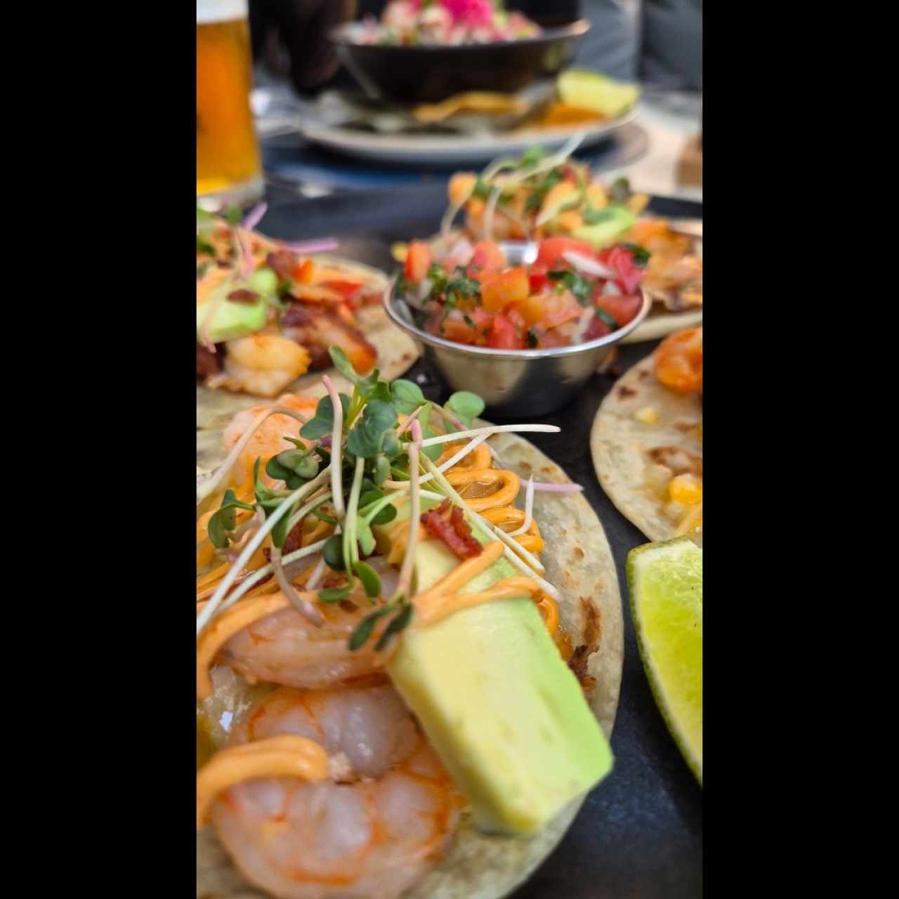 tacos de camarón y pulpo