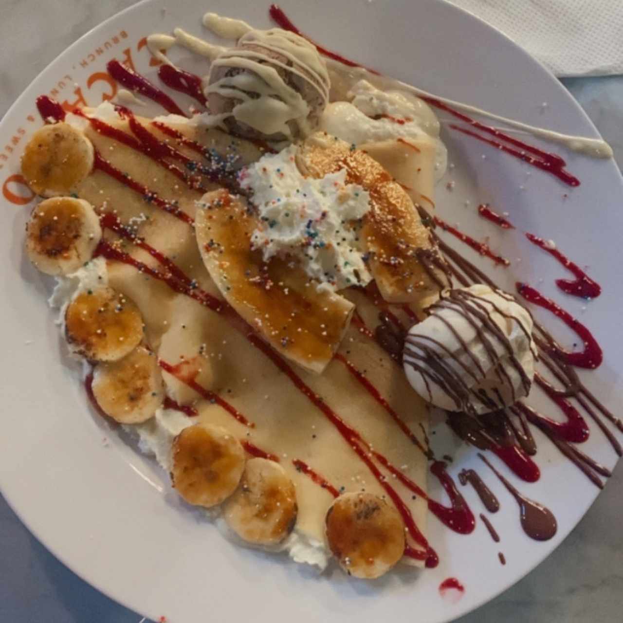 Banana split crepe