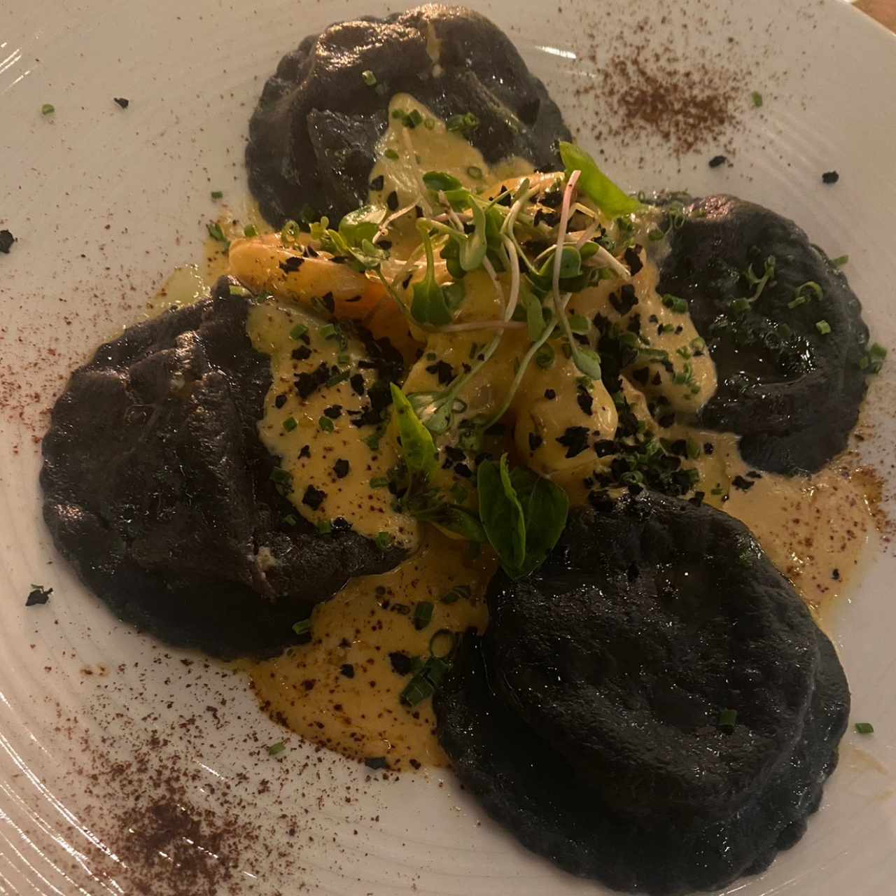 Raviolis rellenos de langosta 