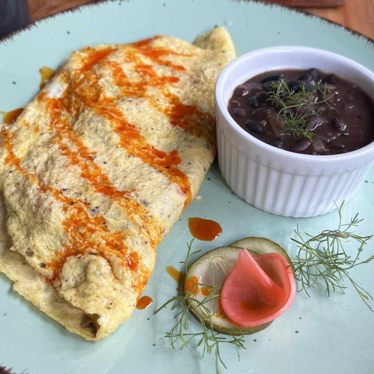 Omelette con champiñones y ejote 