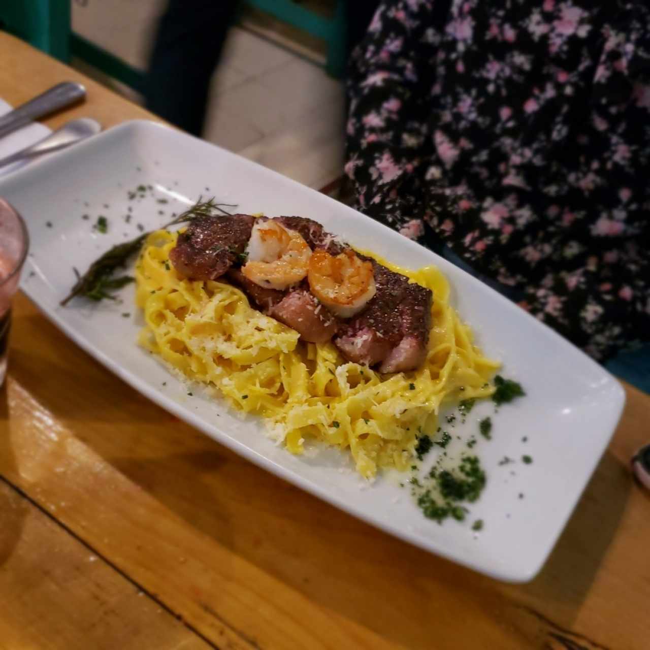Fetuchini de culotte y camarón