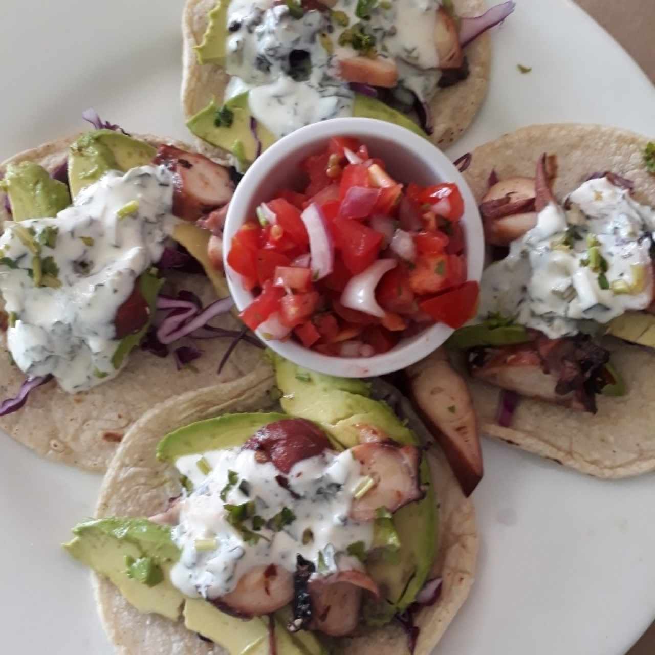 Tacos de Camarón, Pulpo o Tilapia