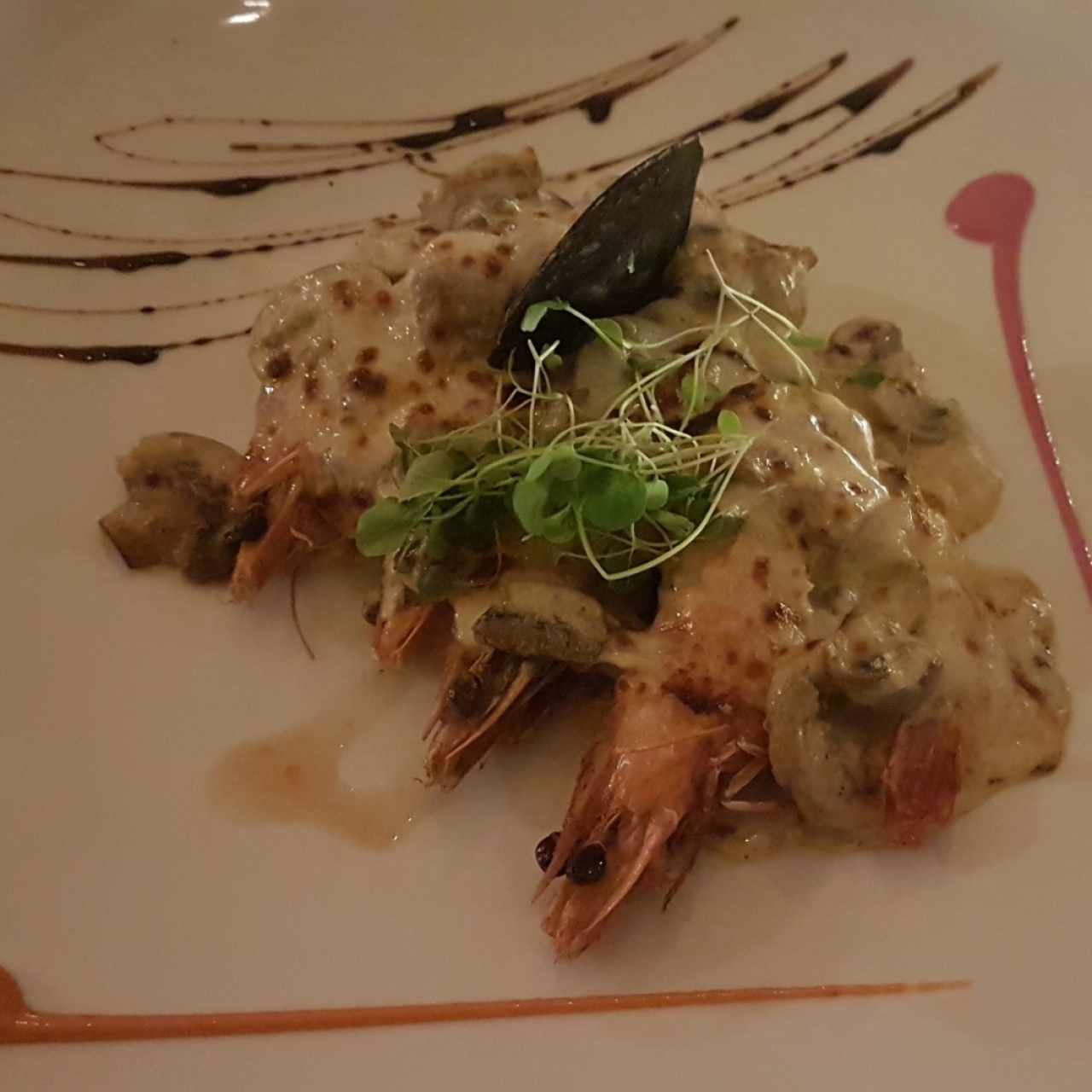 camarones gratinados.