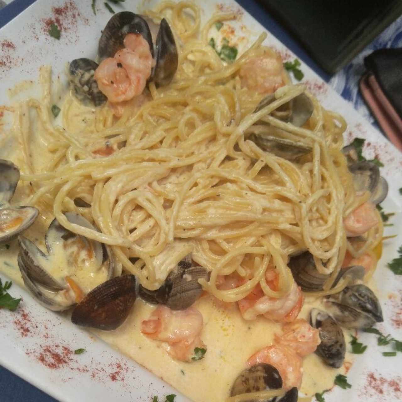 pasta con camarones 